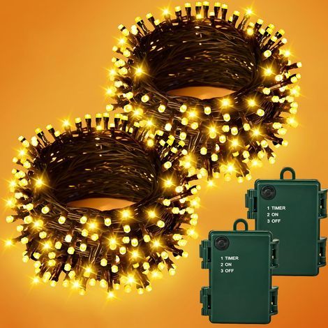 Guirlande lumineuse d'Halloween 2 x 5 m, 50 LED, pour intérieur et extérieur, avec minuterie, étanche, à piles, orange-violet, idéal (1/5)