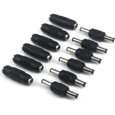 6 Pcs 5,5 x 2,1 mm DC Alimentation Coupleur Mâle vers Mâle Fiches de Genre Changeur Adaptateur + 6pcs DC Adaptateur Jack Femelle à Femelle 2.1x5.5mm Connecteur pour Caméra Surveillance (1/5)