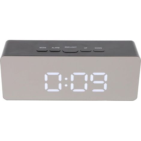 Horloge Numérique de Bureau Calendrier et Affichage LED, Réglage de Luminosité à 3 Niveaux, Grand Affichage Moderne en Abs, Design Simple et Unique, sans Pile (1/5)
