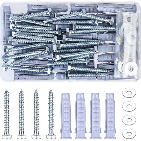 25 Set M8 M12 Screws and Dowels Set, Hollow Caulk Dowel with Hex Screws, Wall Fixing Bolts and Self Tapping Screws for Hollow Drywall, Concrete, Plaster Plates (1/5)