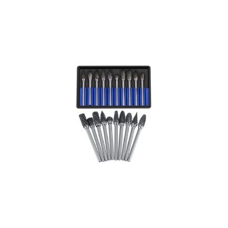 – 10 fresas rotativas de carburo de tungsteno – 3 mm de diámetro – Vástago de 6 mm – Para corte, grabado y pulido de metales - Crezuo