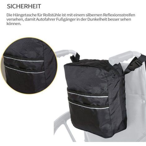 Sac de rangement pour fauteuil roulant, sac en tissu Oxford, accessoire de rangement, sac à dos de transport pour fauteuil roulant (1/5)