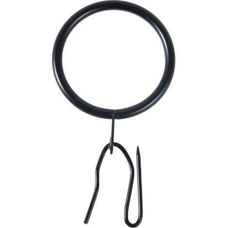 Schwarze 38-mm-Gardinenringe (20er-Pack) mit integrierten Haken, aus robustem Stahl für Standard-Gardinenstangen