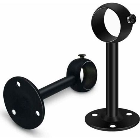Jeu de 2 supports de tringle à rideau noirs robustes pour tringle de plafond, supports de tringle à rideau en acier inoxydable de 25 mm, supports de tringle à rideau pour penderie, penderie
