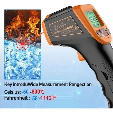 Thermomètre infrarouge - ALLONSCD - Modèle pistolet - Plage de -50600 ℃ - Précision ±1,5℃ - LCD avec laser-Ywey (1/4)