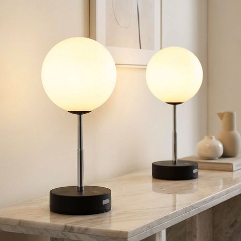 2x Tischleuchte Tischlampe Wohnzimmerlampe Touchdimmer Schwarz Edelstahl H 28 cm (1/5)