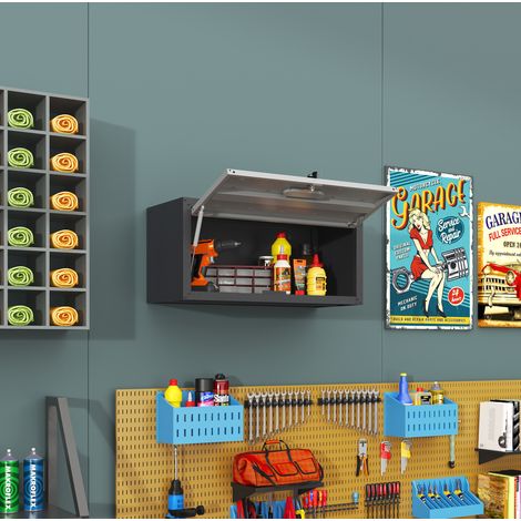 Armoire murale métallique 75x30x34,5 cm en acier noir avec serrure, pour garage – MEUBLIV (1/5)