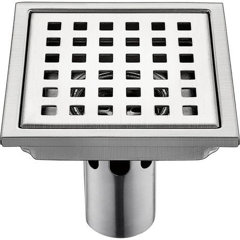Siphon de Sol Siphon De Sol en Acier Inoxydable Salle De Douche Salle De Bain Grand Déplacement Treillis Carré Déodorant (Color : Metallic, Size : 15x15cm) (1/4)