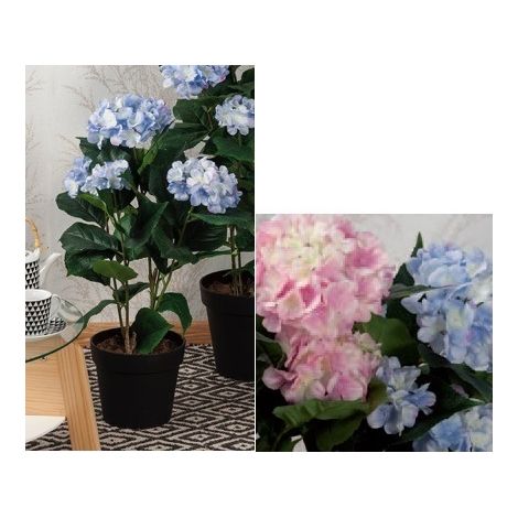 Vaso con Pianta Artificiale Ortensie 71 cm 2 Colori (1/2)