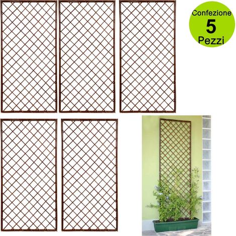 Multipack 5 pz tralicci fissi rettangolari 0,60 x h 1,20 metri in salice naturale colore marrone