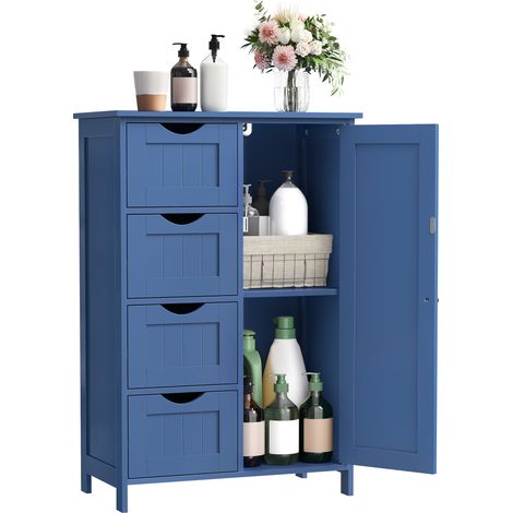 Meuble Salle de Bain Rangement, Commode, avec 4 Tiroirs (1/5)