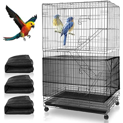 3 Pièces Couverture de Cage à Oiseaux,Extra Large Attrape-Graine 300cm,Housse de Cage à Oiseaux Réglable,Housse pour Cage Oiseaux Maille,Housse Cage Oiseau pour Cages à Oiseaux Attrape Graine (1/5)