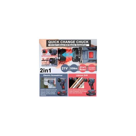 21-V-Lithium-Akku-Bohrschrauber (2-in-1), 55-Nm-Bürstenlosmotor, ideal für Elektronikreparaturen und Möbelmontage – KZQ