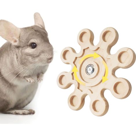 Jouet à Ronger - Roue d'Exercice Pivotante pour Rongeurs - Pour Chinchillas Lapins Souris et Écureuils - Bois Naturel - 1 Pièce