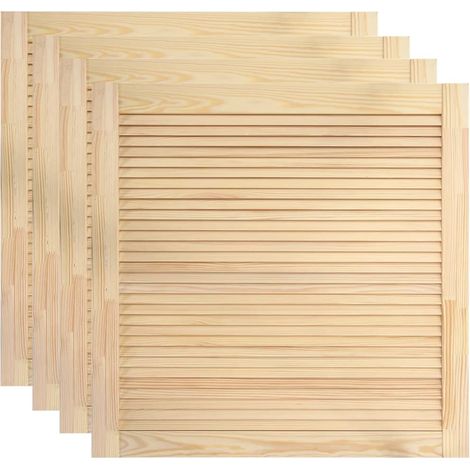 Helloshop26 – Porte de placard à persiennes 4 pièces en bois de pin massif 39,5x39,4 cm – Circulation d'air optimale – Cadre lamellaire solide