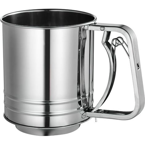 Setaccio per farina in acciaio inox 304 per pasticceria, con capacità di 3 tazze, a maglia fine, per setacciare rapidamente le polveri. (1/5)