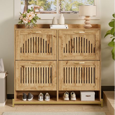 Armario zapatero estrecho con balda y metal OKMYHOME (1/5)