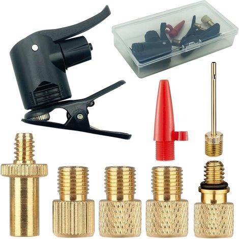 Mehrventil-Pumpenkopfadapter, Fahrradventiladapter mit Kopf und Clip-On-Ventiladapter, geeignet für alle Fahrradreifen, Fahrradluftpumpe, Fußballkompressor