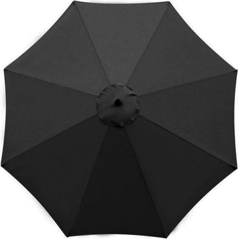 Toile De Remplacement Parasol - 2 M - 6 Baleines - Noir - Polyester Haute Densité Impermeable Anti-Uv - 1 Pièce (1/3)