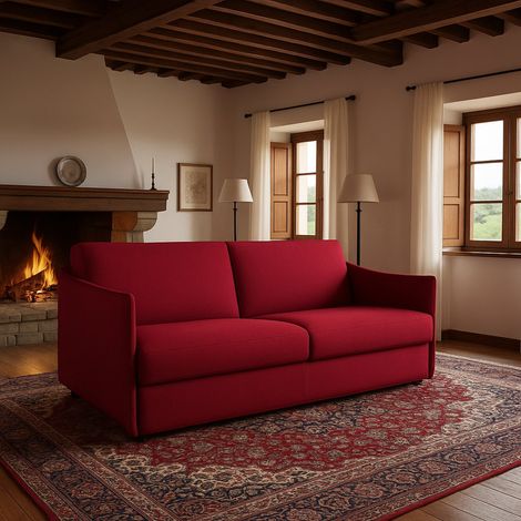 3-Sitzer Schlafsofa Cecina, abziehbar, mit Stauraum, Made in Italy, waschbar, 200x95 cm Rot (1/5)