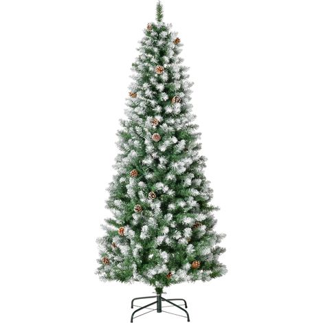 Weihnachtsbaum künstlich 180 cm, 630 Zweige, 37 Zapfen, verschneit, feuerfest (1/5)