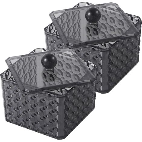 Black Acrylic Makeup Organizer with Diamond Lid 2 Pieces for