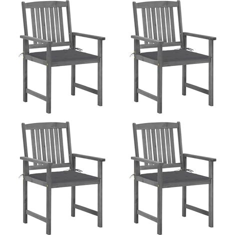Lot de 4 Chaises de jardin avec coussins - Chaises d'extérieur pour terrasse/jardin Gris Bois d'acacia massif BV556844 - BonneVie (1/5)