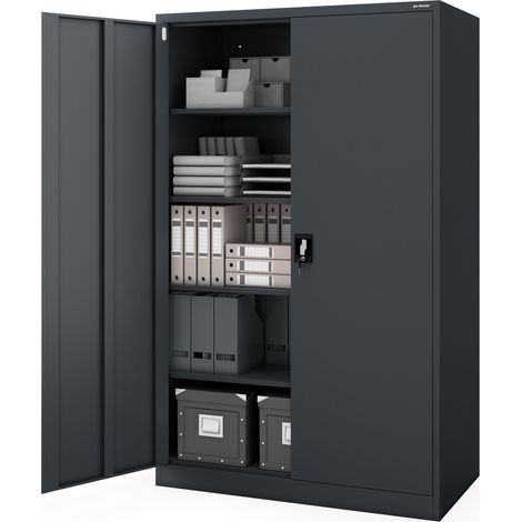 Büroschrank Metall breit und tief anthrazit, 1150x1850x600 mm: JAN II D600