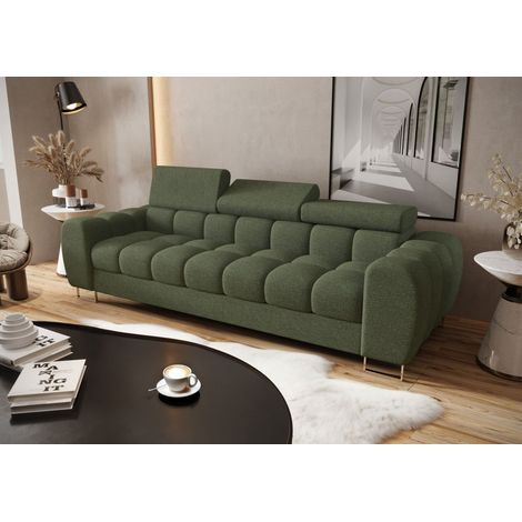 Sofa Designersofa BASTIEN 3-Sitzer in Stoff Aragon Grün (1/2)