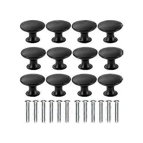 Lot de 12 poignées de porte et de tiroir noires, bouton de meuble de 30 mm, bouton de tiroir à trou rond unique, poignées de porte, poignées de meubles pour placard, armoire de cuisine, pour enfants (1/5)