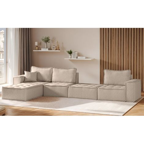 Ecksofa Modulsofa 4-teilig SANDE XL Stoff Alpine Toffee Ottomane Links (1/5)