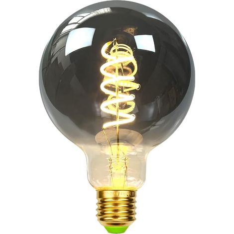 Led Ampoules Ampoule Vintage 4W Dimmable Verre Fumé 2700K Blanc Chaud Vis Edison E27 Base 220 et 240V Ampoules Décoratives G95 [Classe énergétique G]