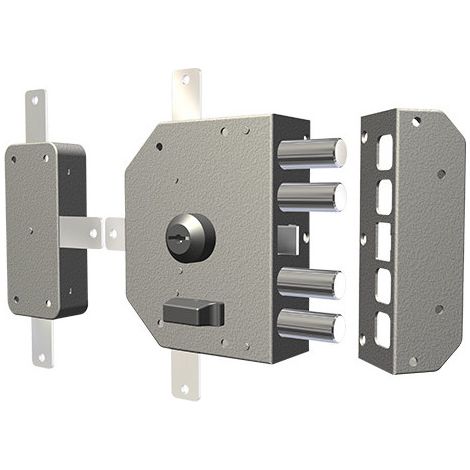Serrure à appliquer CR 3350C-02N – Cylindre 60 mm – 3 points de fermeture – Droite – Structure robuste