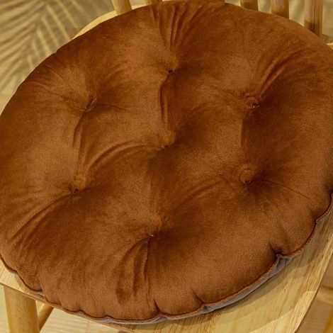 Coussin d'assise rond 40x40cm, couleur assortie, garnissage peluche chaud et confortable, idéal pour l'automne et l'hiver. (1/5)