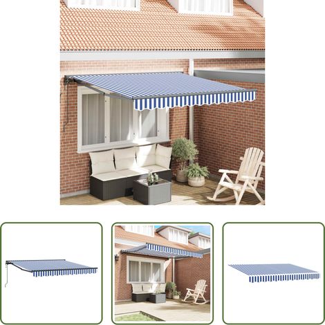 Gartenmarkise - Markisenrahmen Blau und Weiß 350 x 250 cm (1/5)