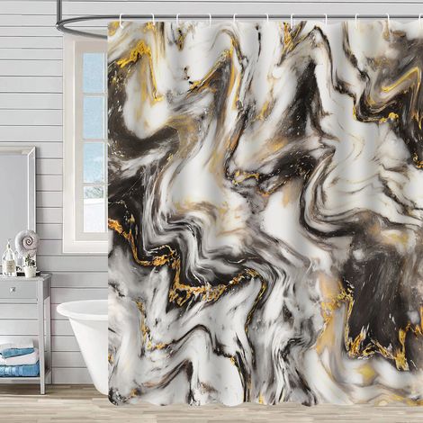 Rideau de douche effet marbre coloré, rideau de salle de bain abstrait, ensemble rideau de douche avec 12 crochets, décoration de salle de bain, 5 tailles 25 (1/2)