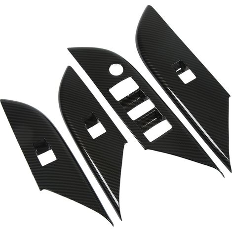 Ensemble 4 Cache Panneaux Contrôle Lève-Vitres Voiture Style Fibre Carbone Décoration Intérieure pour Hilux 2015-2021 Conduite à Gauche (1/5)