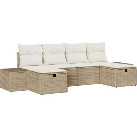 Maison Exclusive - Gartensofa-set mit Kissen mit Speicher 6 pcs B