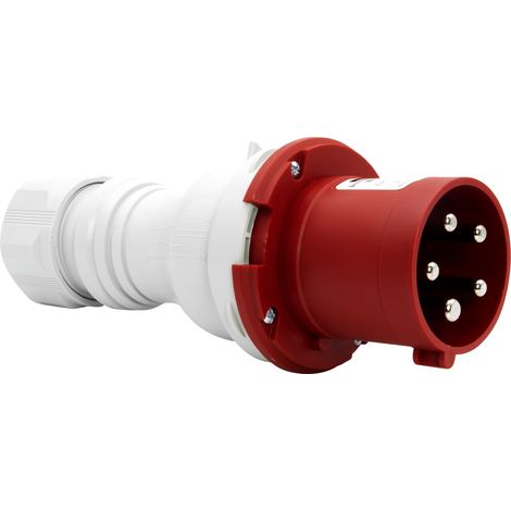 Prise électrique industrielle CEE à 5 pôles pour usage extérieur, prise électrique mâle CEE 400 V/63 A, connexion vissable, utilisation en plein air, chantiers, industrie, camping, IP44, (1/4)