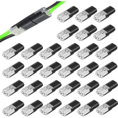 Confezione da 30 connettori elettrici impermeabili, connettori impermeabili a 2 fili e 2 pin da 12 V, per connessioni elettriche rapide per cavi AWG da 18-22 AWG, connettori rapidi per cavi elettrici  (1/5)