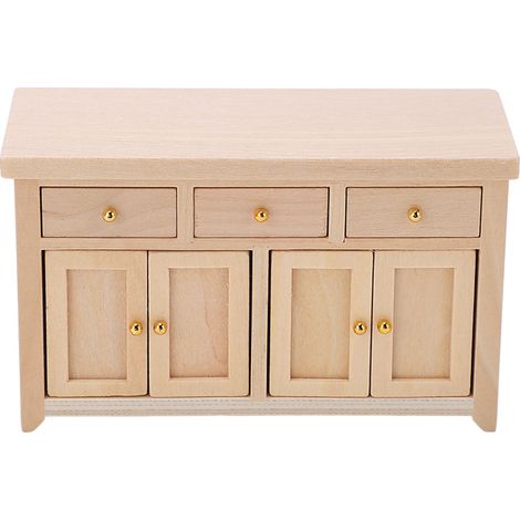 Armoire miniature 1:12 pour maison de poupée, rangement salon en bouleau couleur bois (1/5)