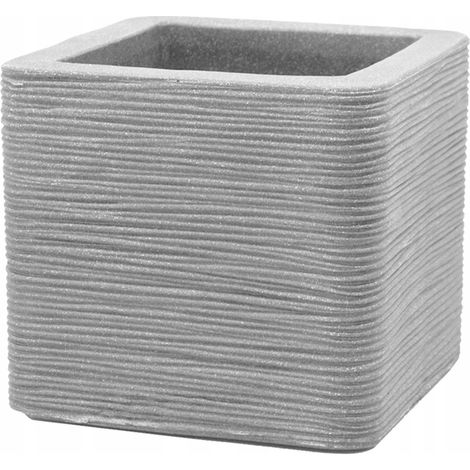 Blumentopf aus Kunststoff, grau, für Terrasse, 38,5 cm x 38,5 cm x 33 cm, 1 Stück.