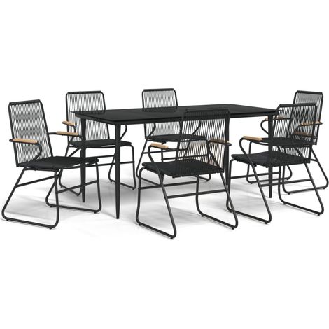 Ensemble à manger de jardin 7 pcs Mobilier de jardin Noir Rotin PVC (1/5)