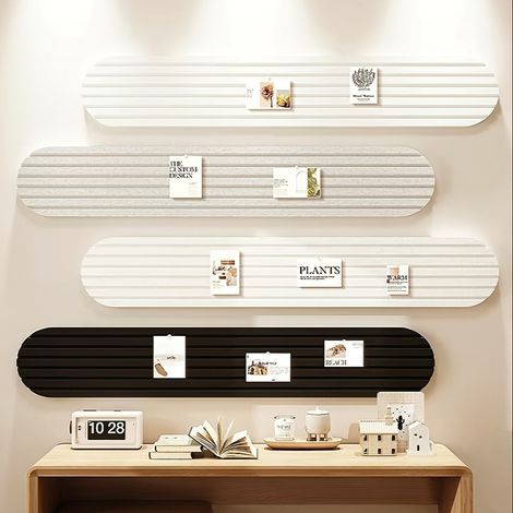 4 autocollants muraux en feutre auto-adhésifs pour décoration de chambre, bureau et maison, tableaux d'affichage souples qui n'endommagent pas les murs Noir + Gris + Blanc avec adhésif et punaises (1/5)