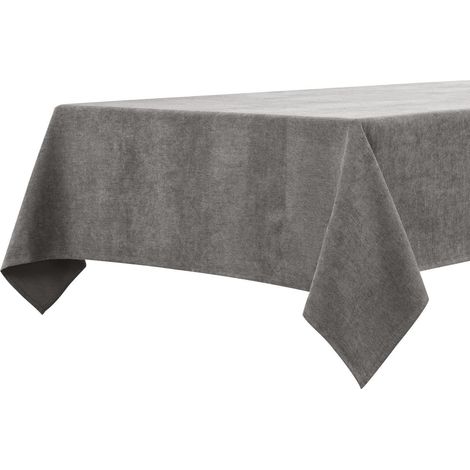 Tischdecke 145x300 cm Bleigrau, wasserabweisend, Microfaser-Flausch