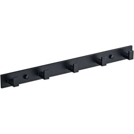 Wandgarderobe, Stange mit 4/5/6 Edelstahlhaken, Wandgarderobe, multifunktionale Haken für Badezimmer, Küchen, Flure und Schlafzimmer, für den Innen- und Außenbereich, schwarz (