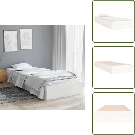 Massivholzbett ohne Matratze Weiß 75x190 cm - Holzbett - Massivholzbette - Kiefernbett - Einzelbett - Jugendzimmer (1/5)