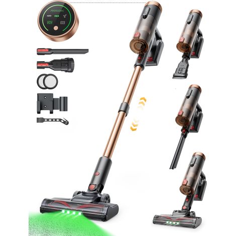 Proscenic – Aspirateur balai sans fil 550W – 55 KPA – Autonomie 55 min – Écran intelligent LED – Technologie GreenEye – Ultra léger
