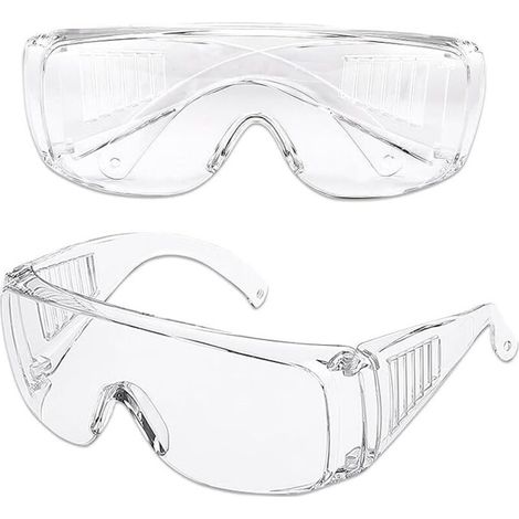 Lunettes de sécurité, lunettes de travail, lot de 2, lunettes de sécurité transparentes, antibuée et incassables, résistantes aux rayures, adaptées aux porteurs de lunettes, lunettes de sécurité pour (1/3)