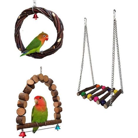 Ensemble de jouets pour oiseaux, comprenant un pont en bois pour l'entraînement des perroquets et des accessoires pour se tenir debout. (1/5)